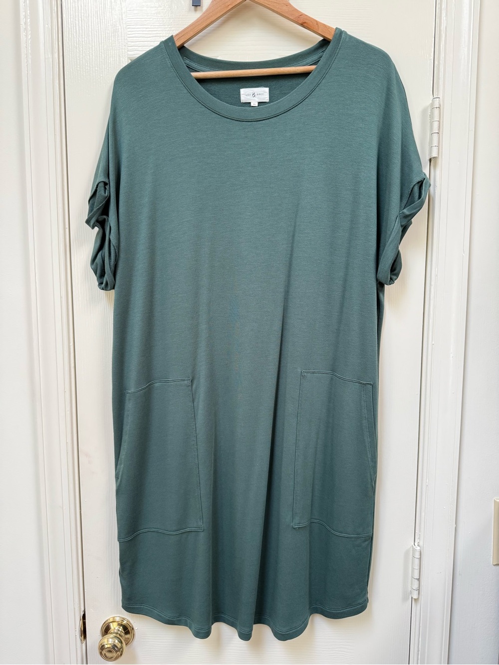 Loft Lou & Grey Relaxed Crewneck Tshirt Dress in Soft Sage Green Size XL EUC